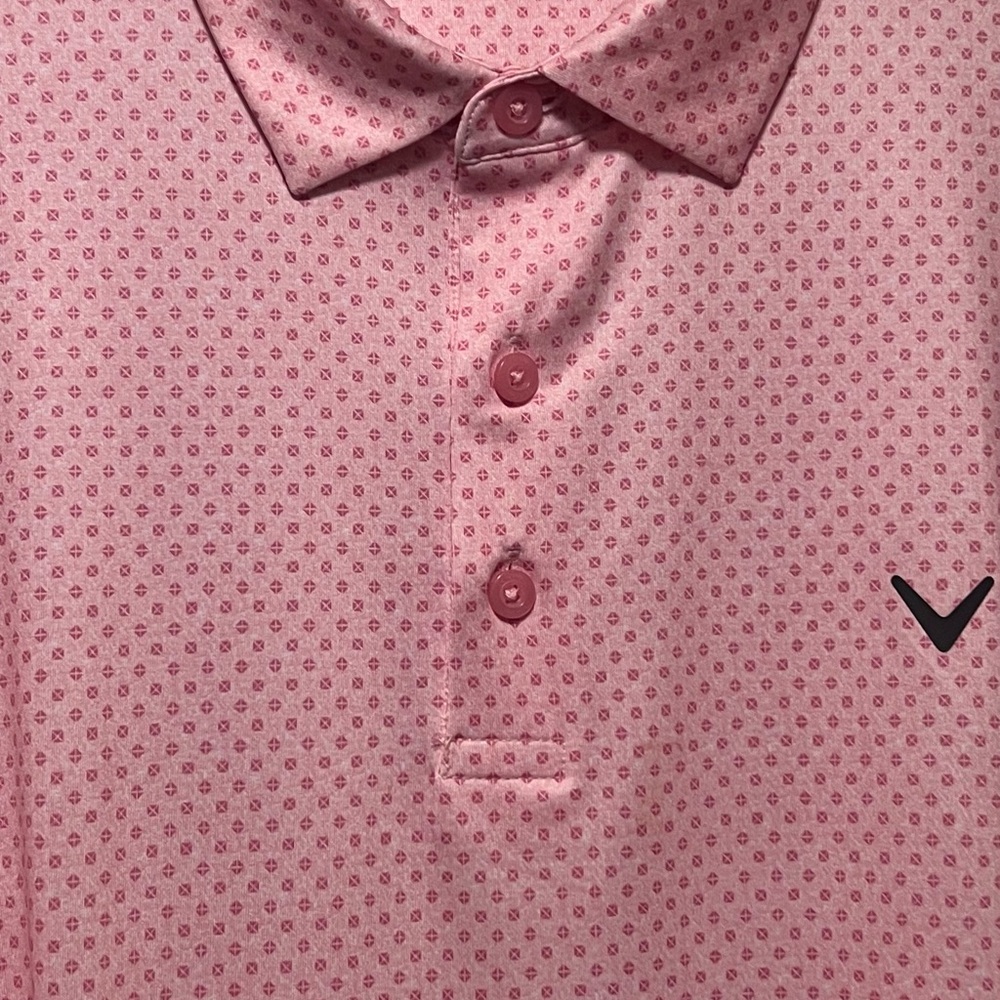 Callaway Light Pink Patterned Golf Tech Polo Neve… - image 3